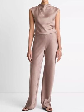 Vince Mauve Satin Wide-Leg Pants NWT